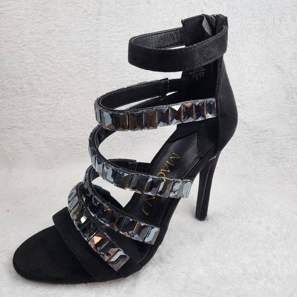 Black Multi Strap 4.5" High Heel Shoes - Picture 8 of 11